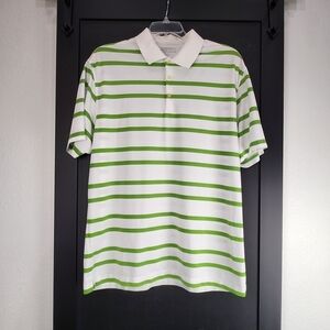 Nike Golf Striped Green & White Fit Dry Polo Size XL
